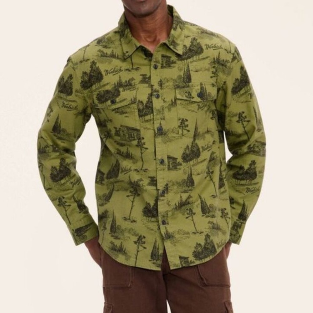 Target Woolrich Green Long Sleeve Toile Print Flannel Button Down Shirt